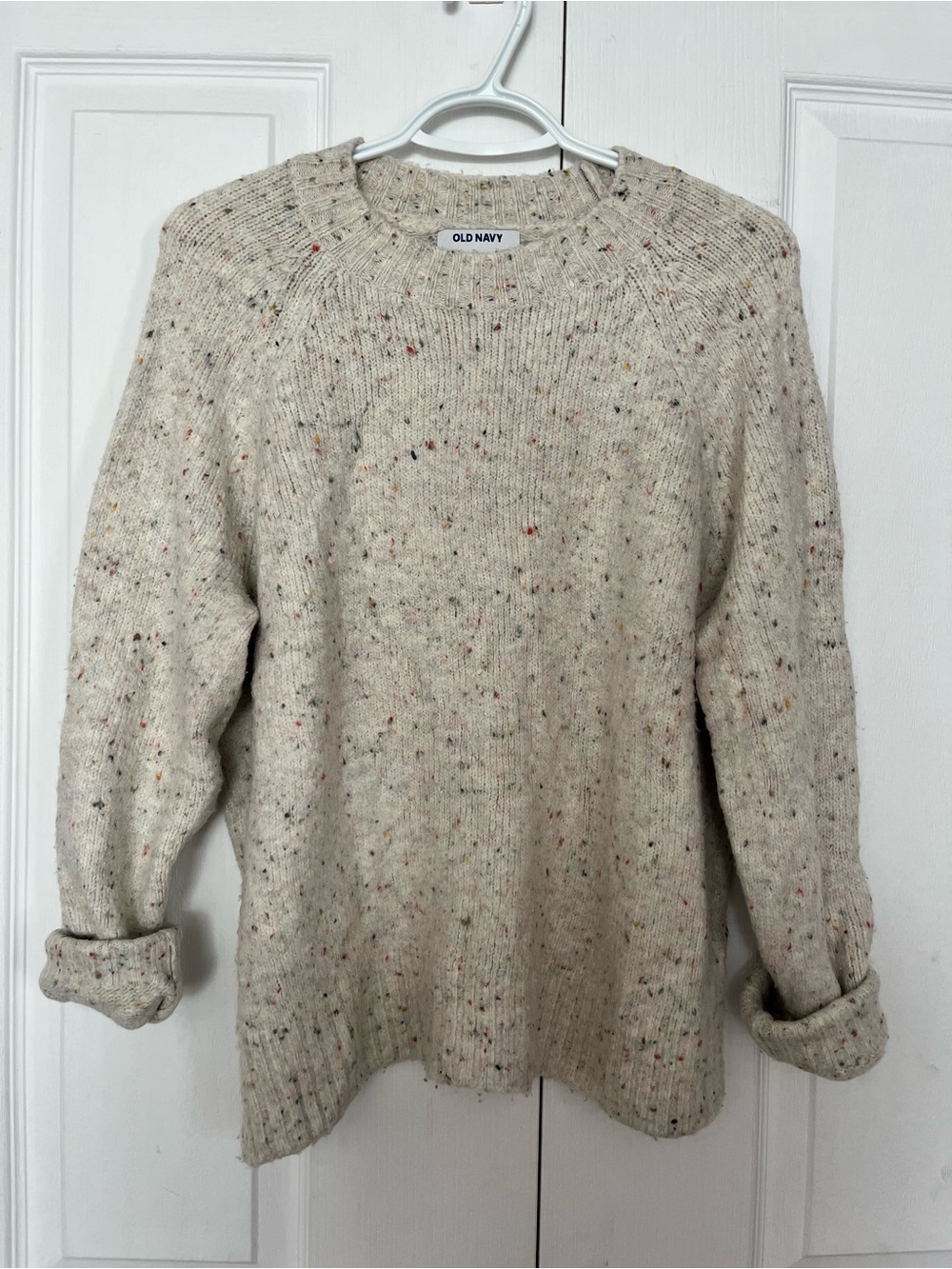 Old Navy Cream Speckled Crewneck Sweater